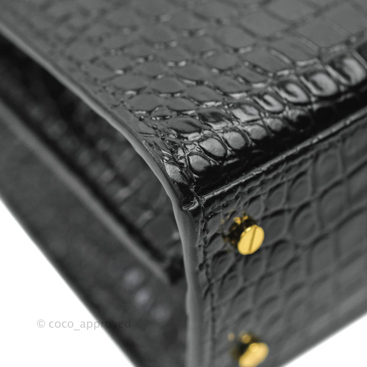 Saint Lauren Cassandra Mini Top Handle Bag Black Crocodile-embossed Shiny Calfskin
