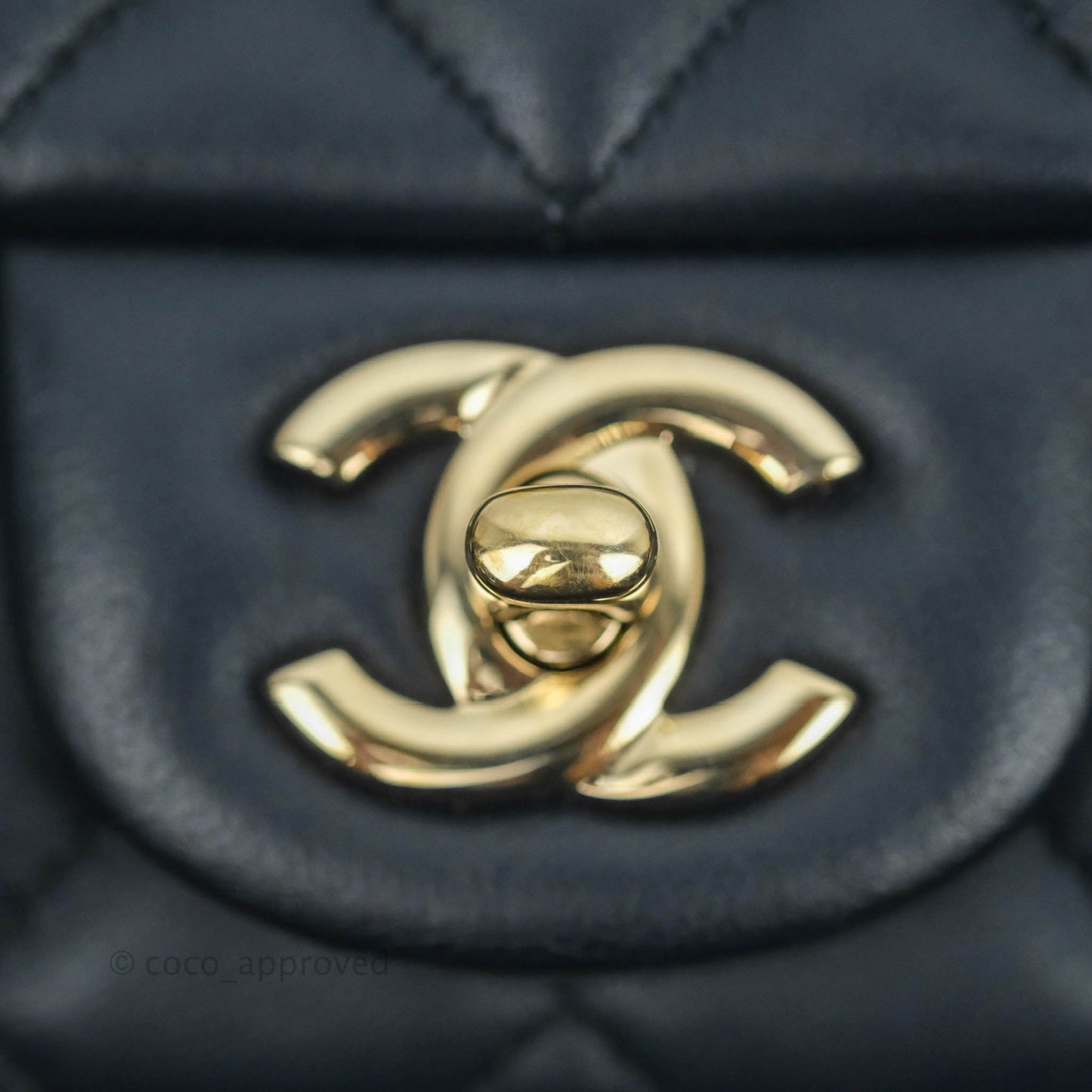 Chanel Quilted Mini Square Navy Lambskin Gold Hardware