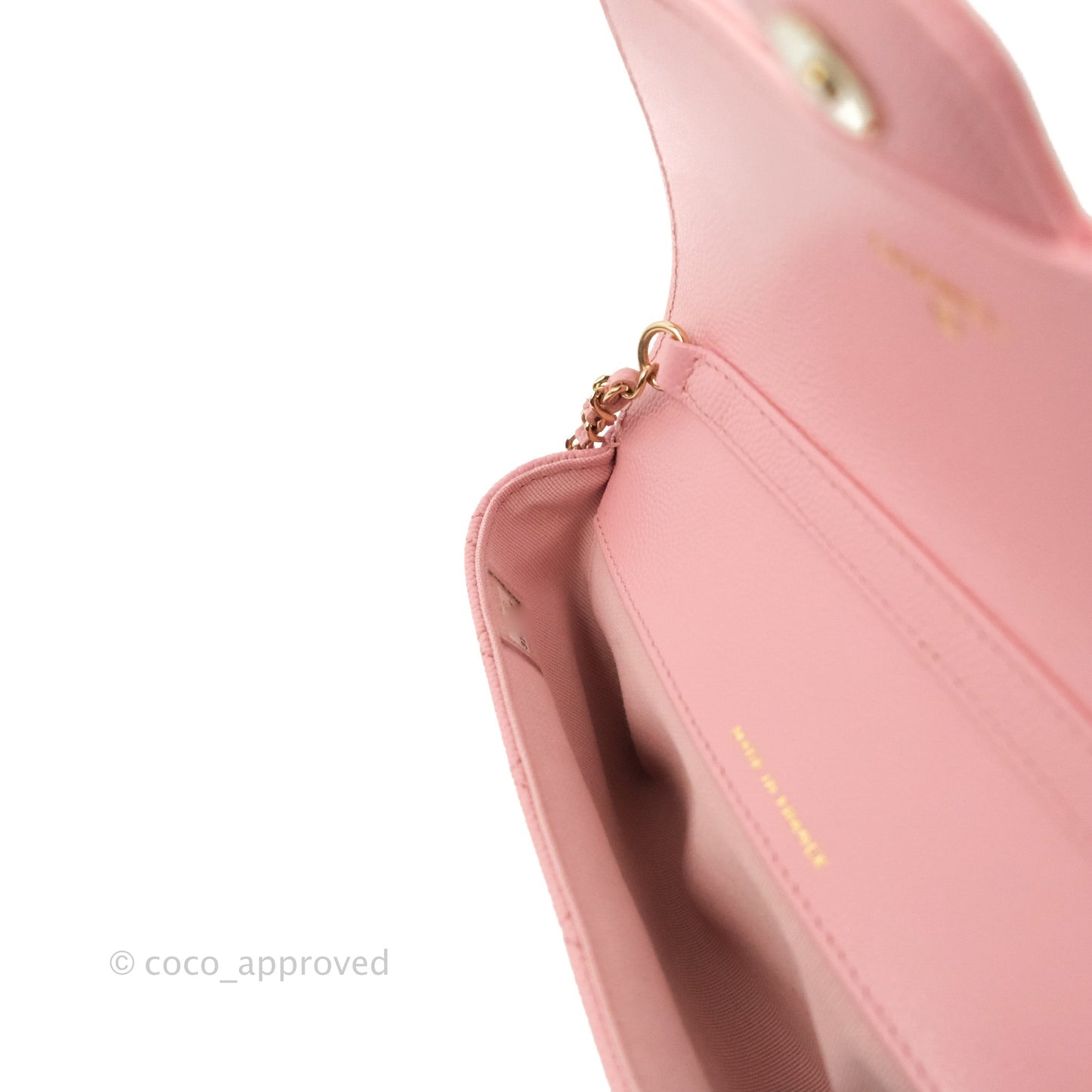Chanel Quilted Glasses Case With Chain Pink Caviar Gold Hardware