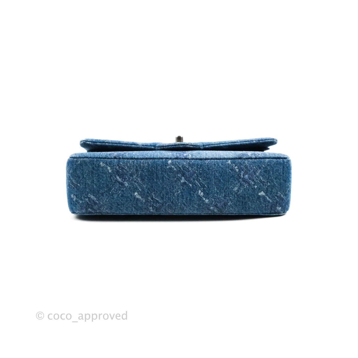 Chanel Classic M/L Medium Double Flap Blue Denim Ruthenium Hardware