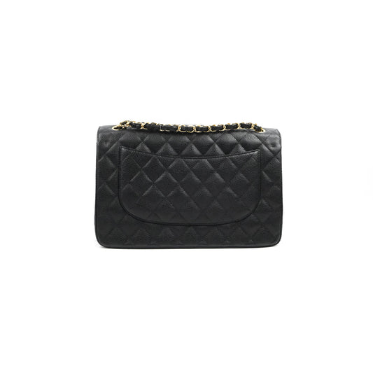Chanel Jumbo Double Flap Black Caviar Gold Hardware⁣⁣