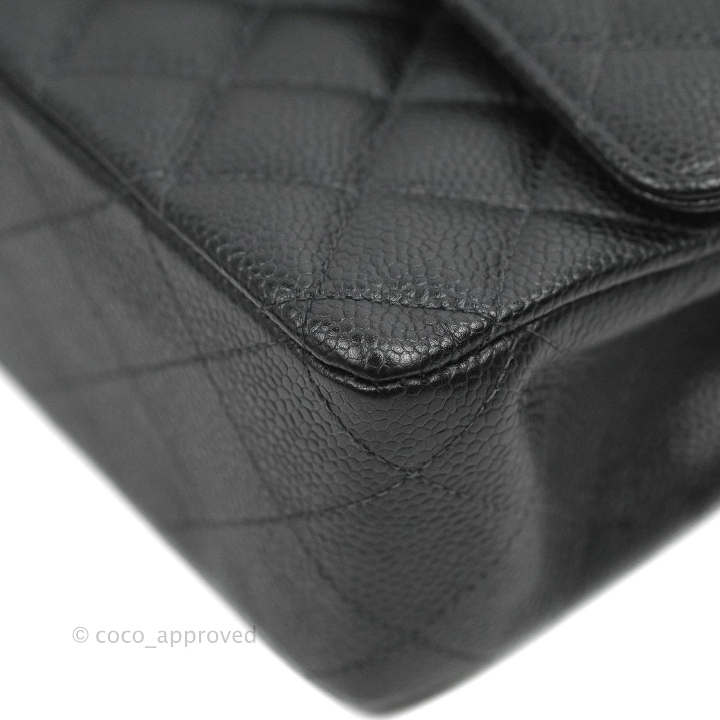 Chanel Classic M/L Medium Flap Quilted Black Caviar 24K Gold Hardware