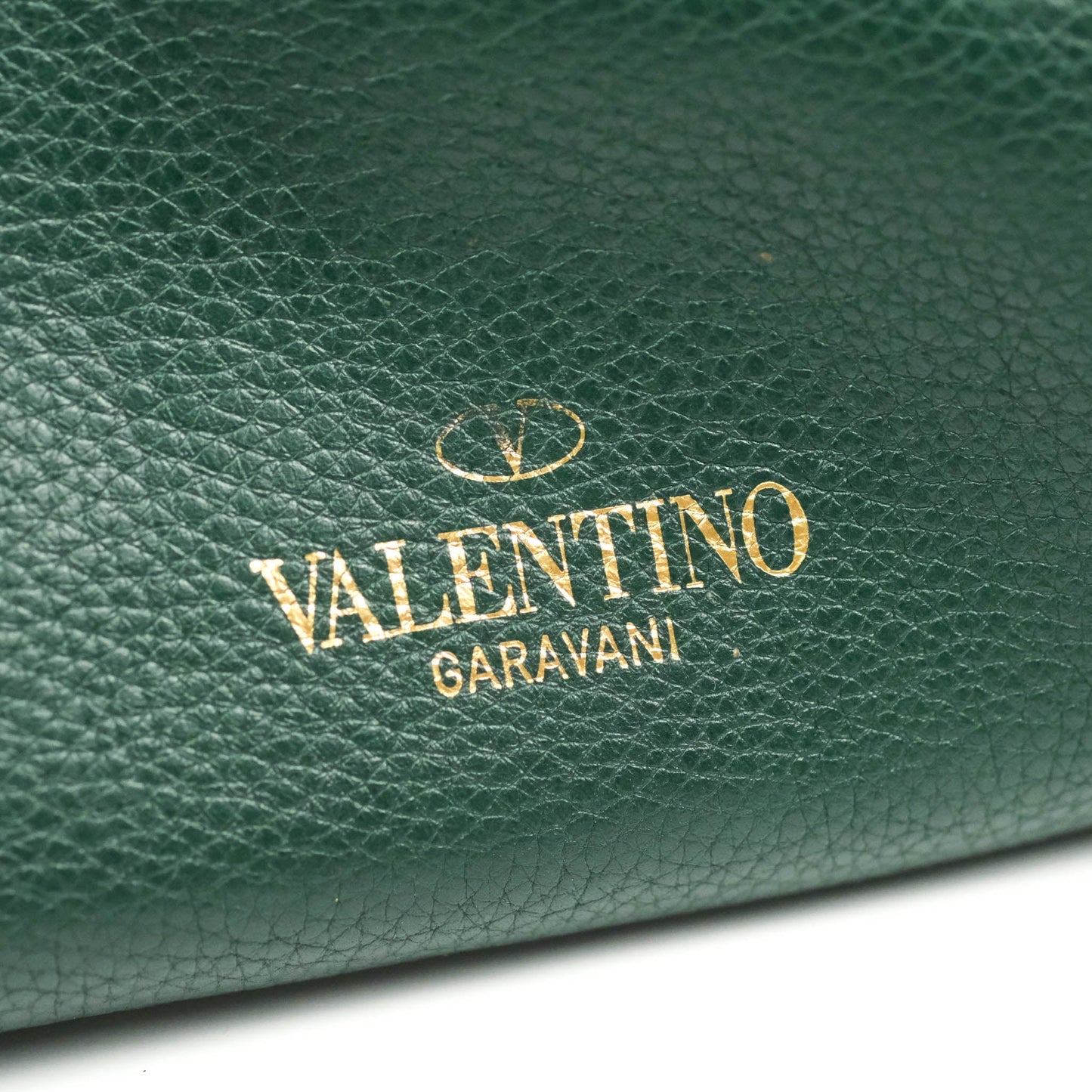 Valentino Large Gryphon Stud Tote Green Grained leather