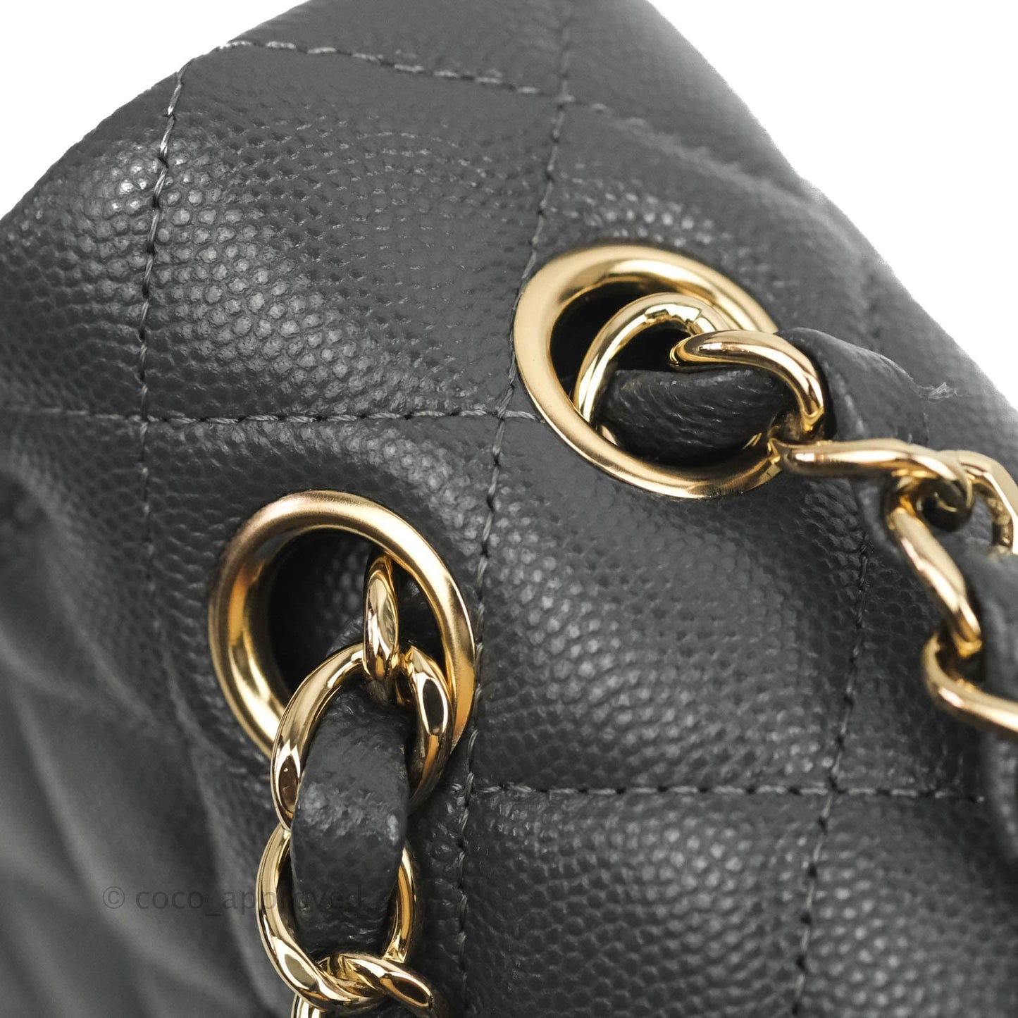 Chanel Classic M/L Medium Flap Quilted Dark Grey Caviar Gold Hardware 21B