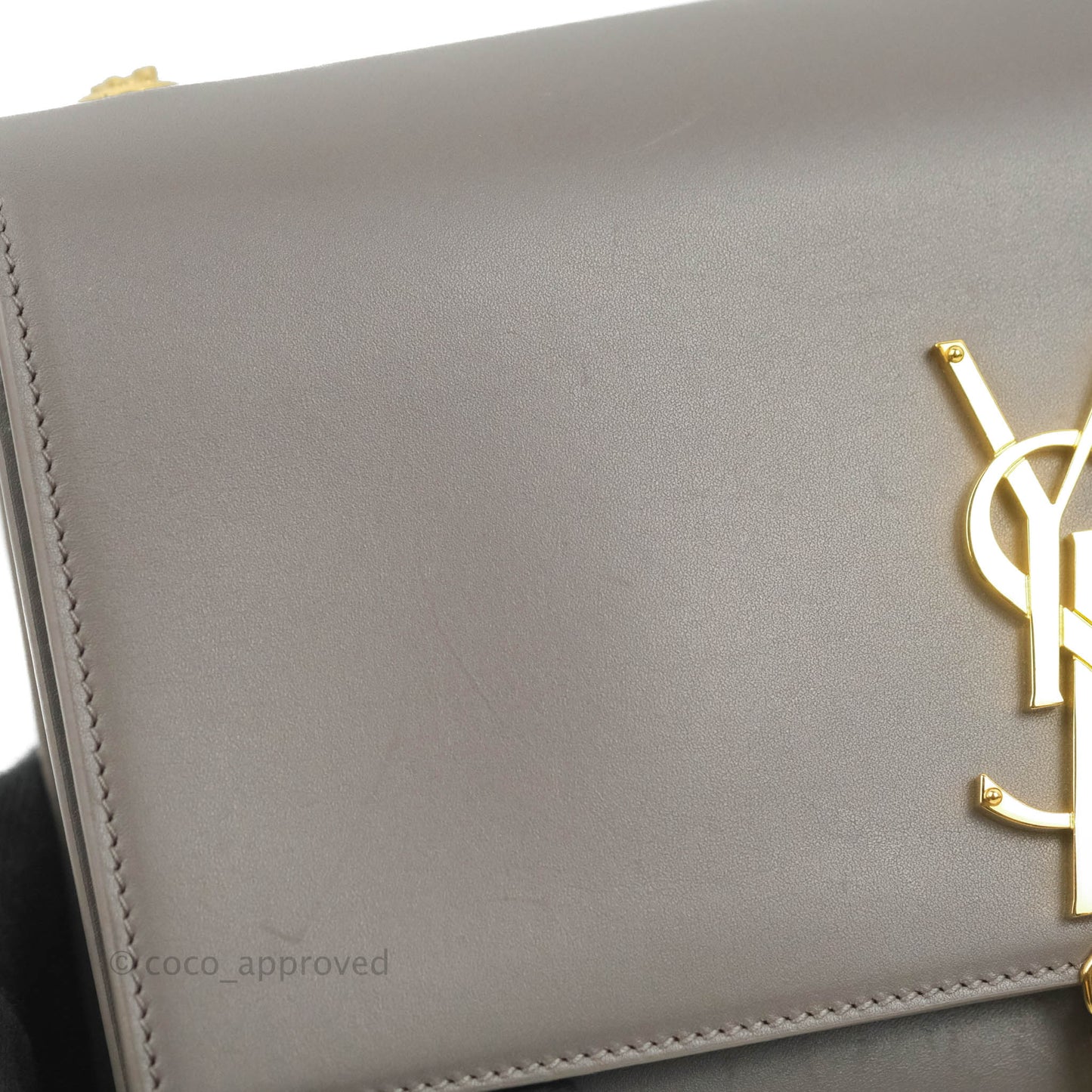 Saint Laurent Medium Kate Tassel Chain Bag Earth Grey Smooth Calfskin Gold Hardware