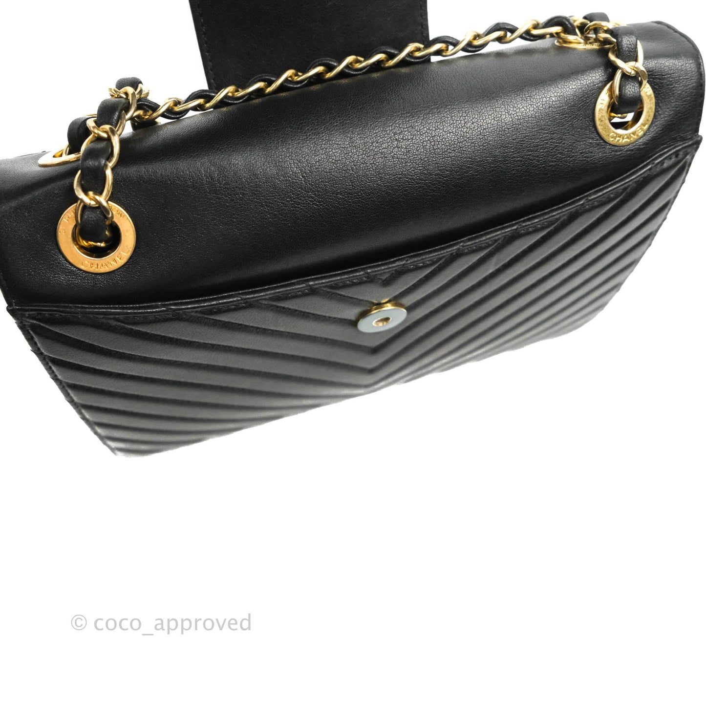 Chanel Mini Collar and Tie Flap Bag Chevron Sheepskin Aged Gold Hardware