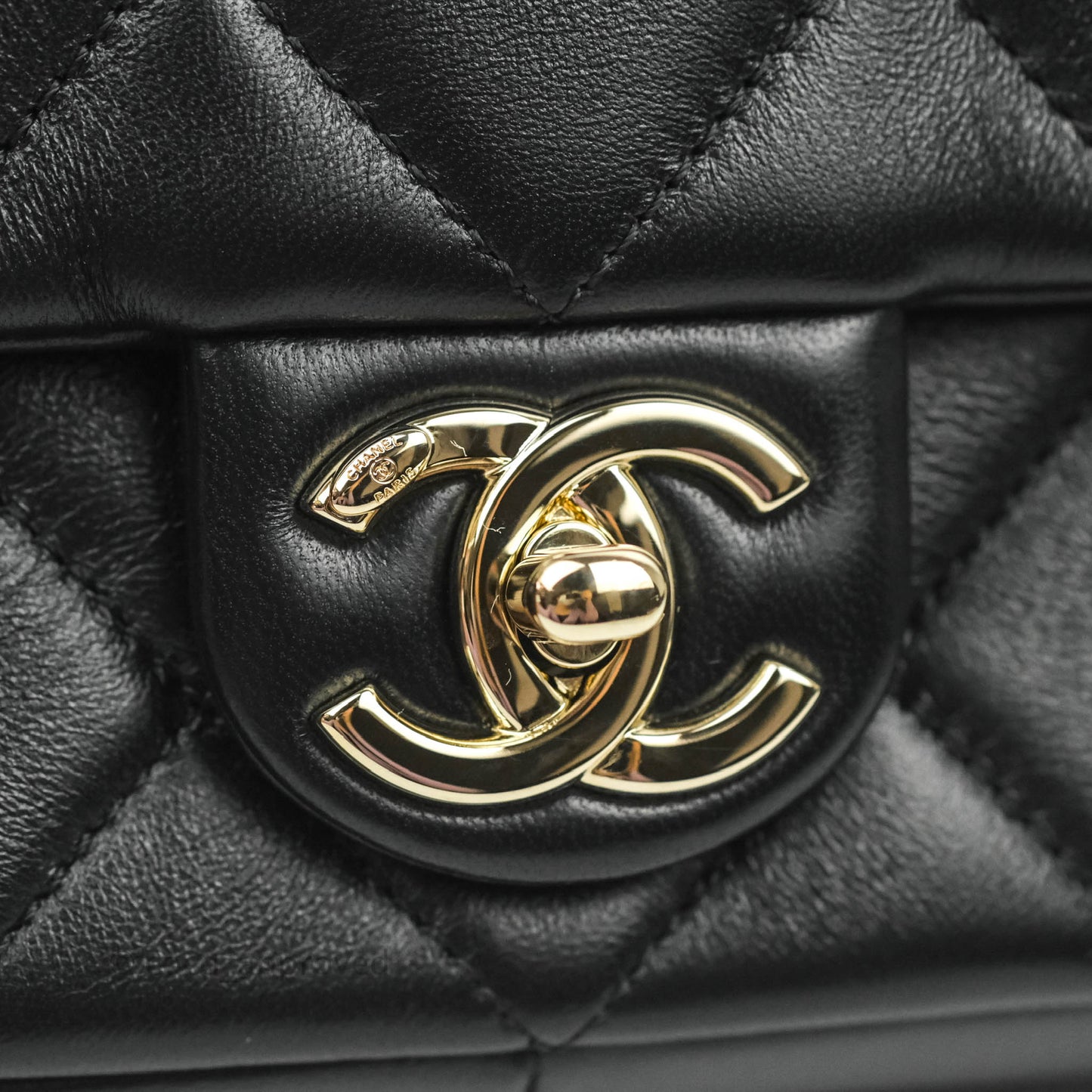 Chanel Quilted Large Resin Bi-Color Chain Flap Bag Black Lambskin