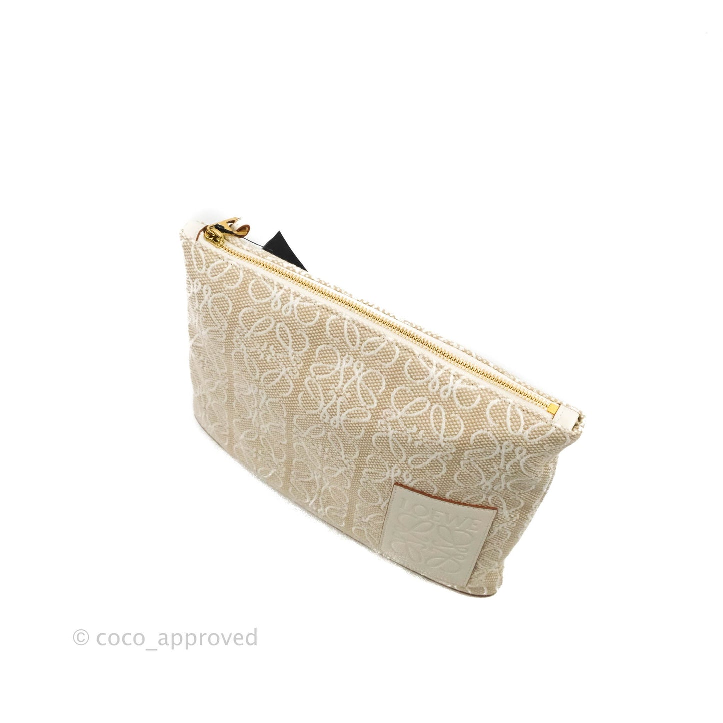 Loewe Paula's Ibiza Anagram Canvas Pouch Ivory White