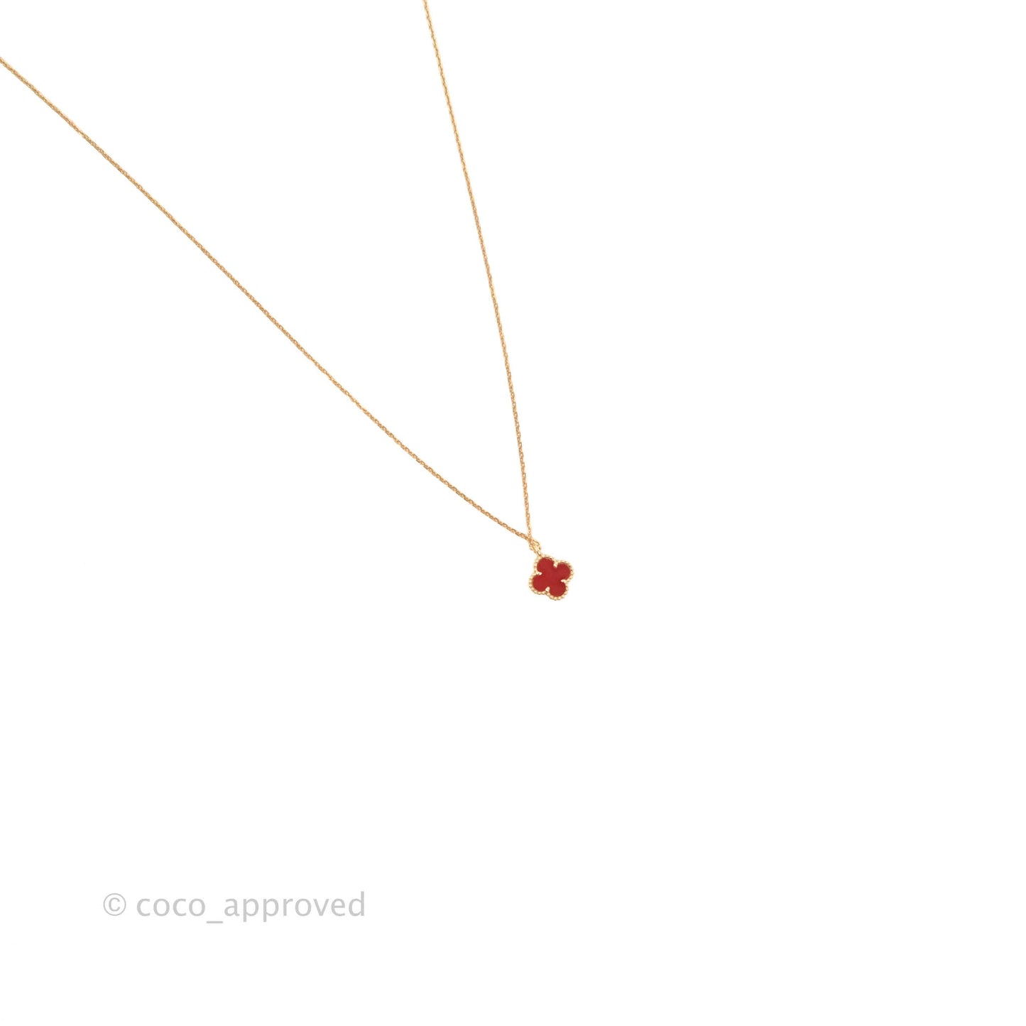 Van Cleef & Arpels Sweet Alhambra Pendant Red Carnelian Rose Gold