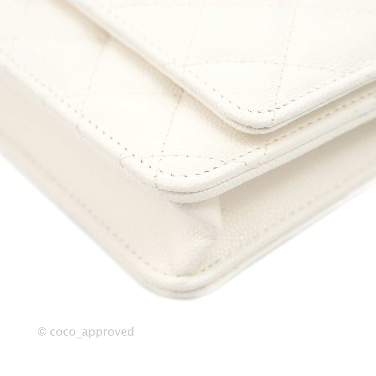 Chanel Quilted WOC White Caviar Gold Hardware With Charms