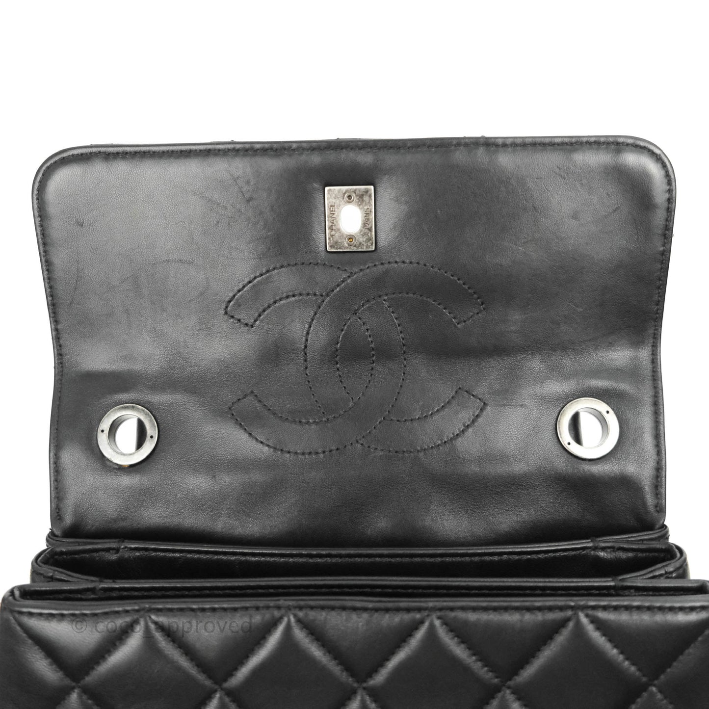 Chanel Small Trendy CC Black Lambskin Ruthenium Hardware