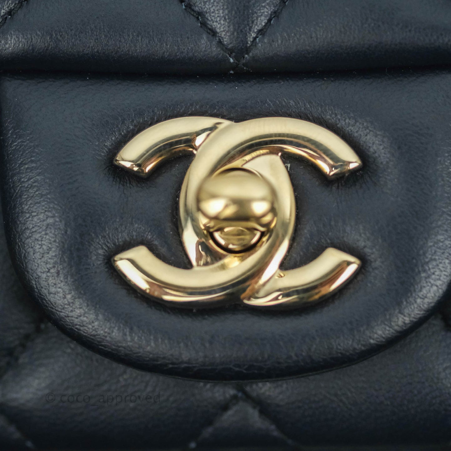 Chanel Quilted Mini Square Navy Lambskin Gold Hardware