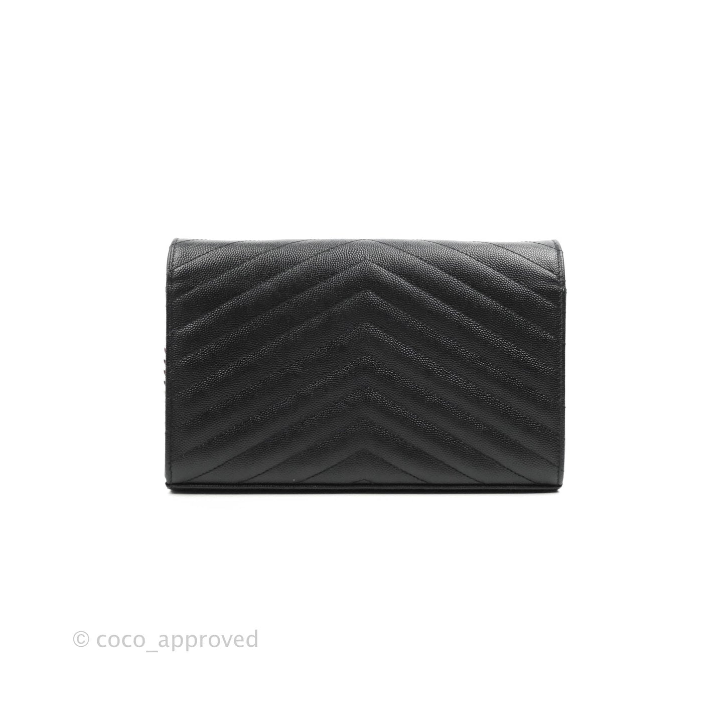 Saint Laurent Wallet on Chain WOC Black Grained Leather Silver Hardware