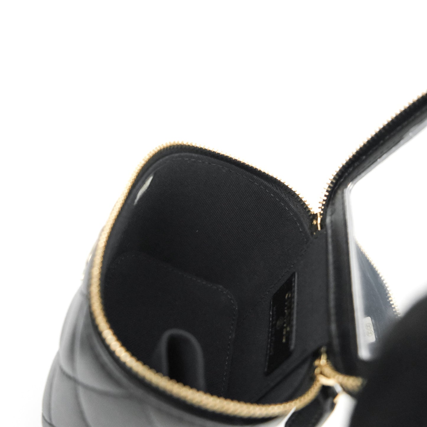 Chanel Mini Vanity With Pearl Chain Black Lambskin Gold Hardware