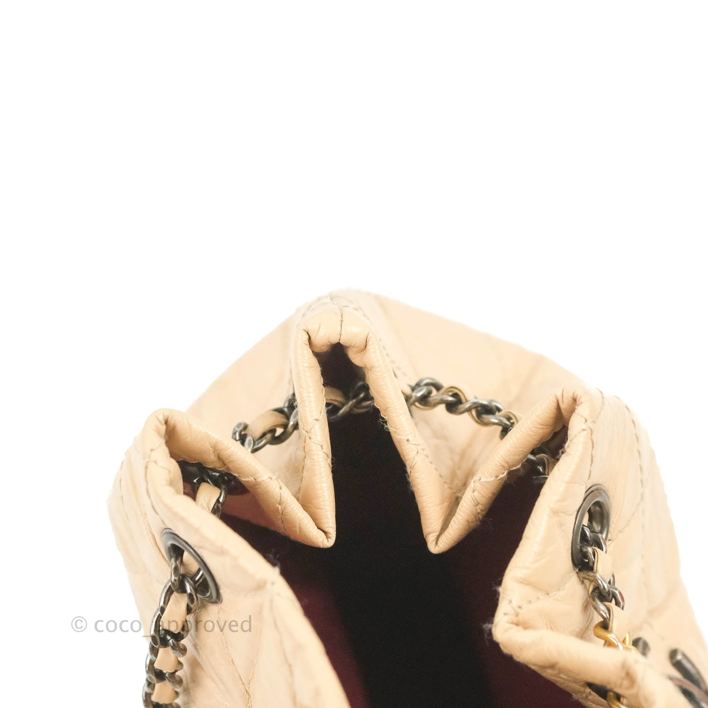 Chanel Small Gabrielle Backpack Beige Black Aged Calfskin