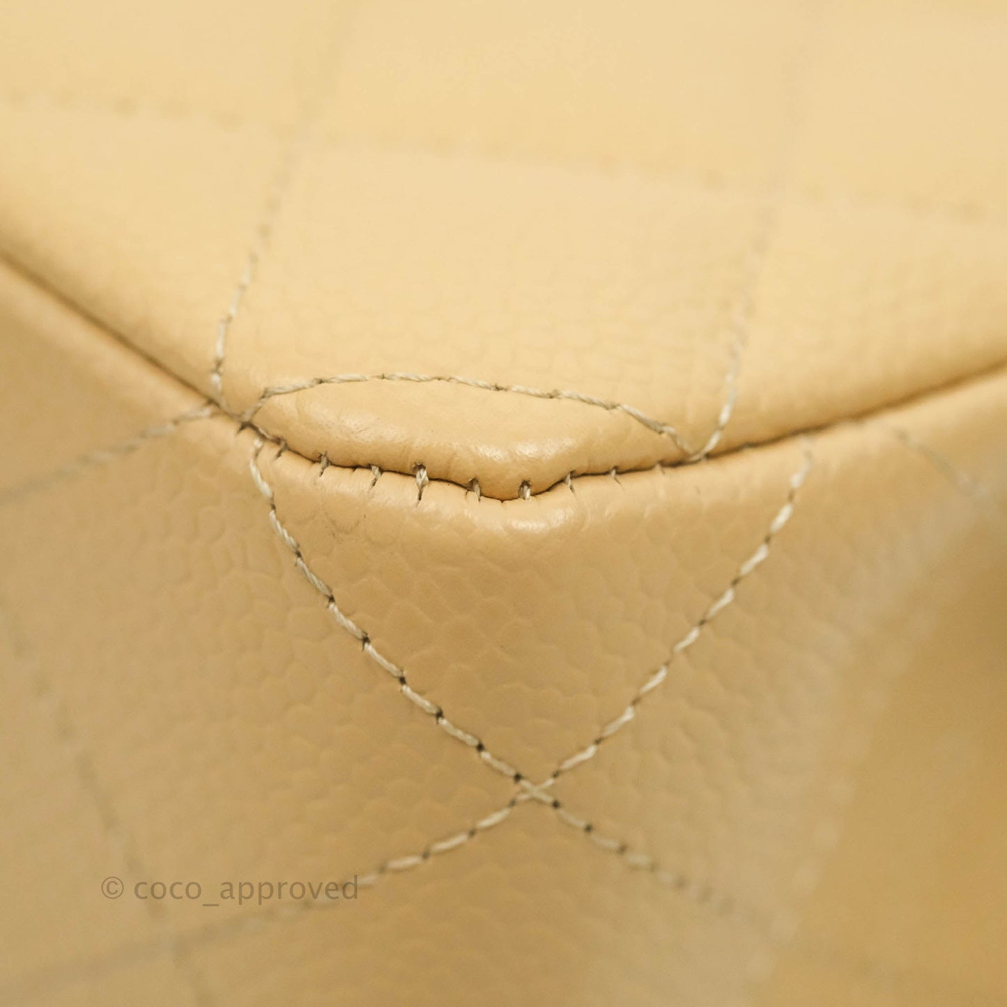 Chanel Classic M/L Medium Flap Quilted Beige Caviar Gold Hardware