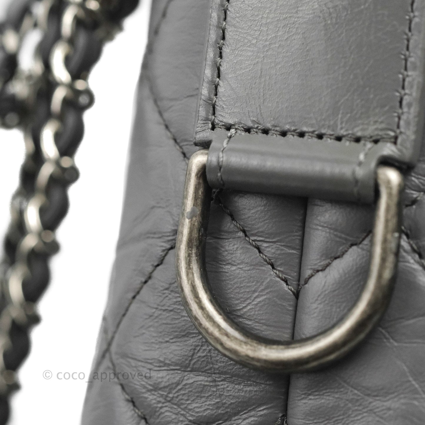 Chanel Quilted Small Gabrielle Hobo Grey Calfskin Mixed Hardware