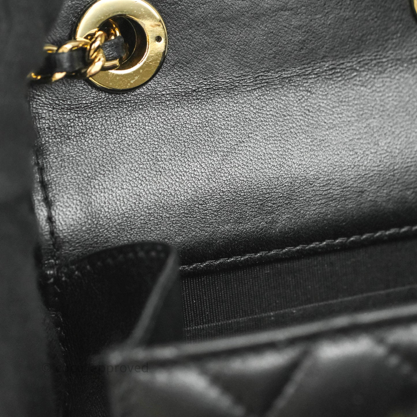 Chanel Mini Quilted Trendy CC Clutch With Chain Black Lambskin Gold Hardware