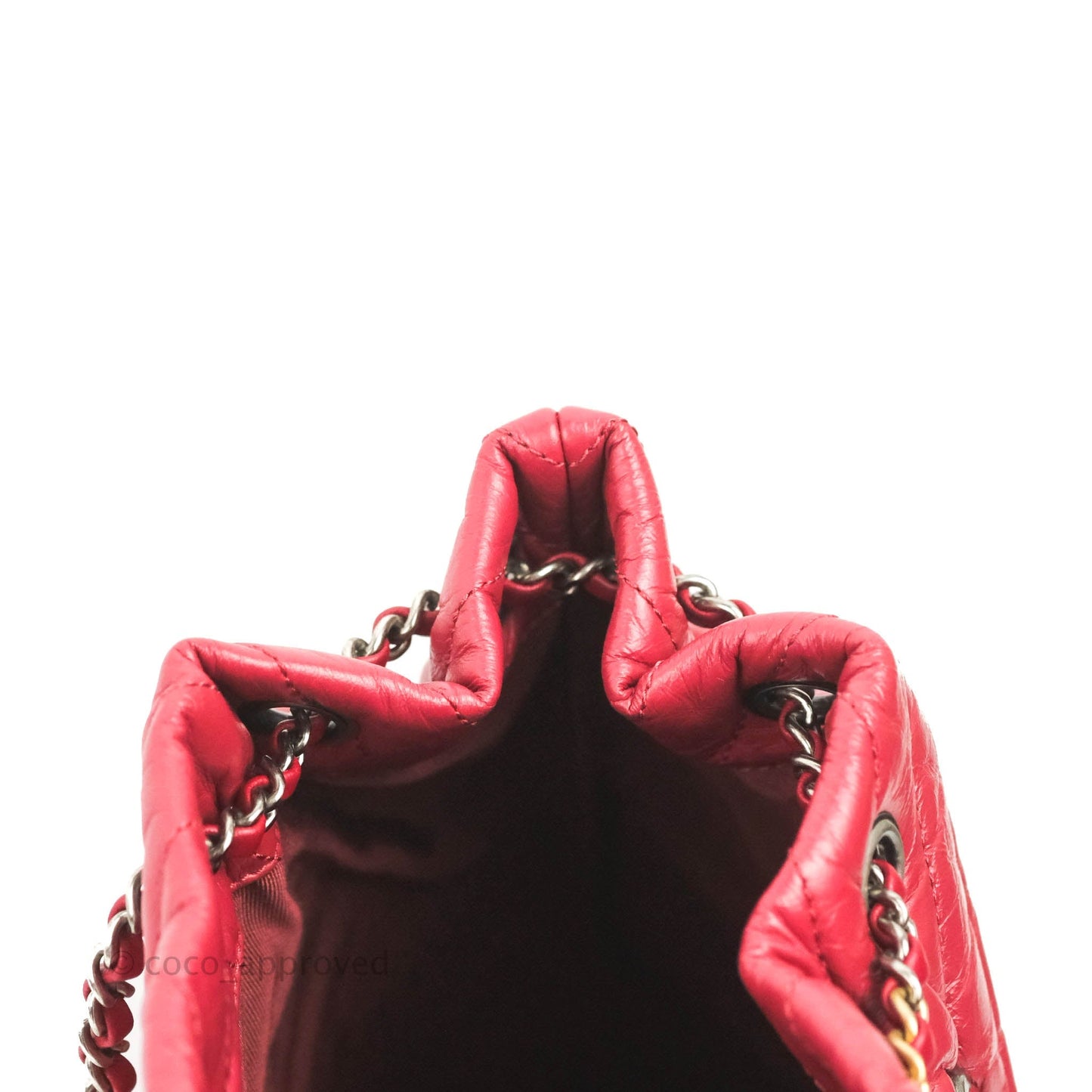 Chanel Small Chevron Gabrielle Backpack Dark Pink Aged Calfskin