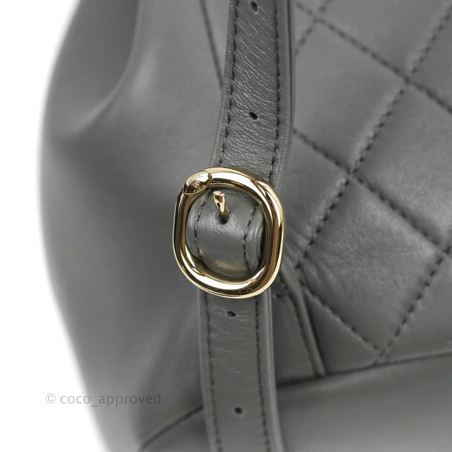 Chanel Quilted Small Duma Drawstring Backpack Grey Lambskin