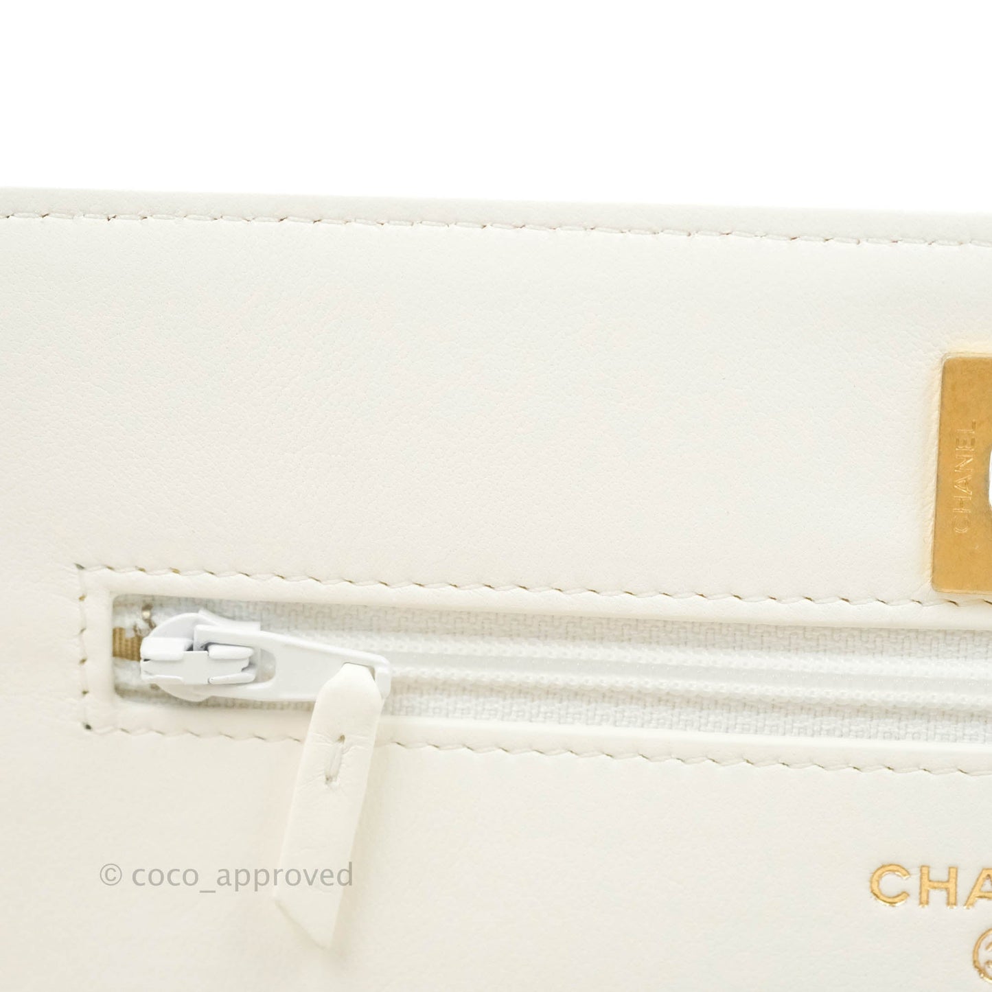 Chanel Quilted Pearl Crush Wallet on Chain WOC White Lambskin Aged Gold Hardware