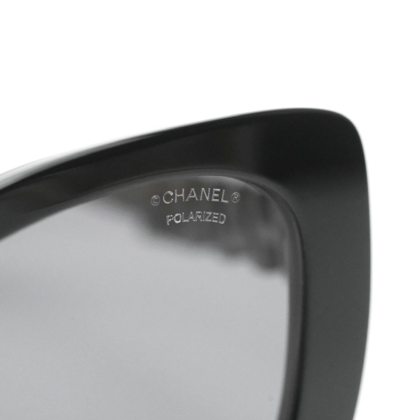 Chanel Acetate Strass Square Polarized Sunglasses Black