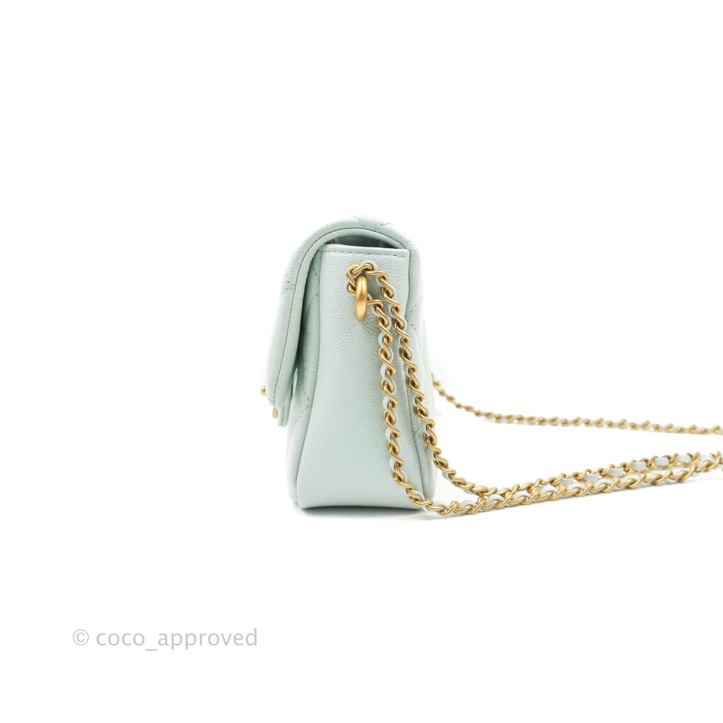 Chanel Quilted My Perfect Mini Iridescent Mint Green Caviar Aged Gold Hardware 21K