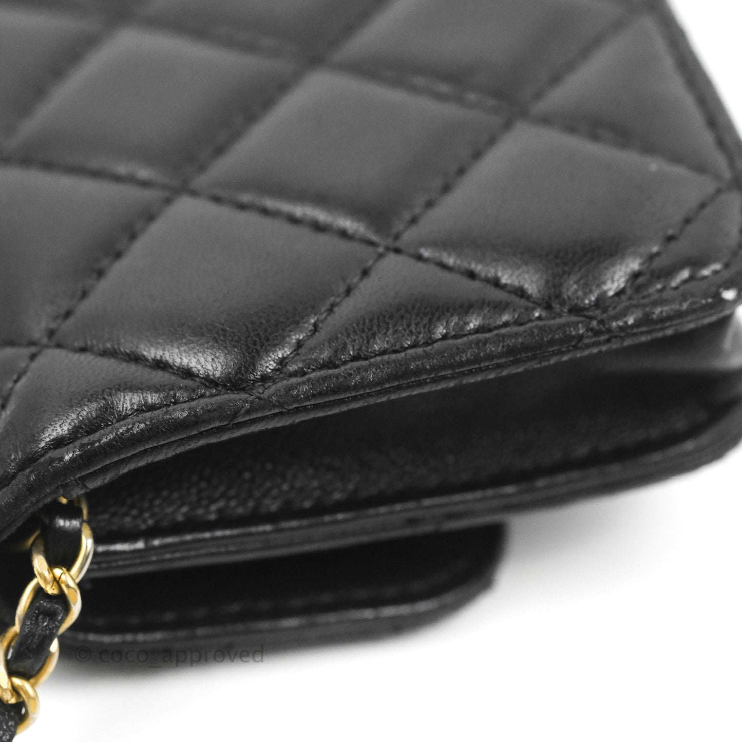 Chanel Mini Pearl Crush Clutch With Chain Belt Black Lambskin Aged Gold Hardware