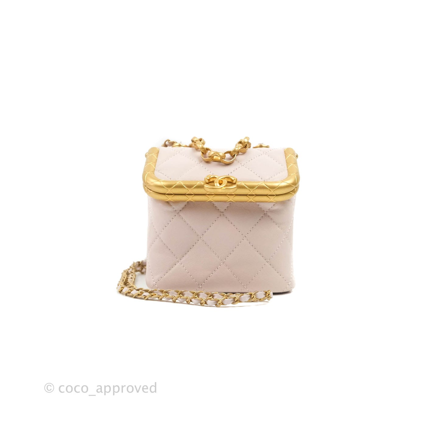 Chanel Kiss Lock Mini Vanity Pink Lambskin Gold Hardware