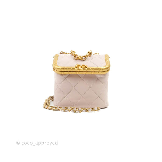 Chanel Kiss Lock Mini Vanity Pink Lambskin Gold Hardware