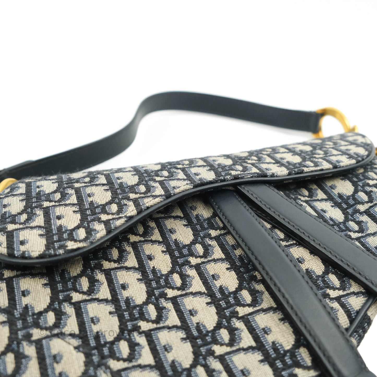 Christian Dior Saddle Medium Blue Oblique Jacquard Gold Hardware