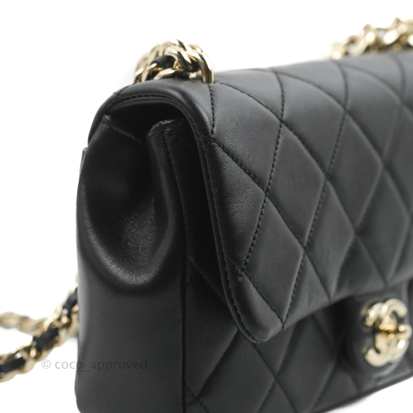 Chanel Quilted Resin Bi-Color Chain Flap Bag Black Lambskin