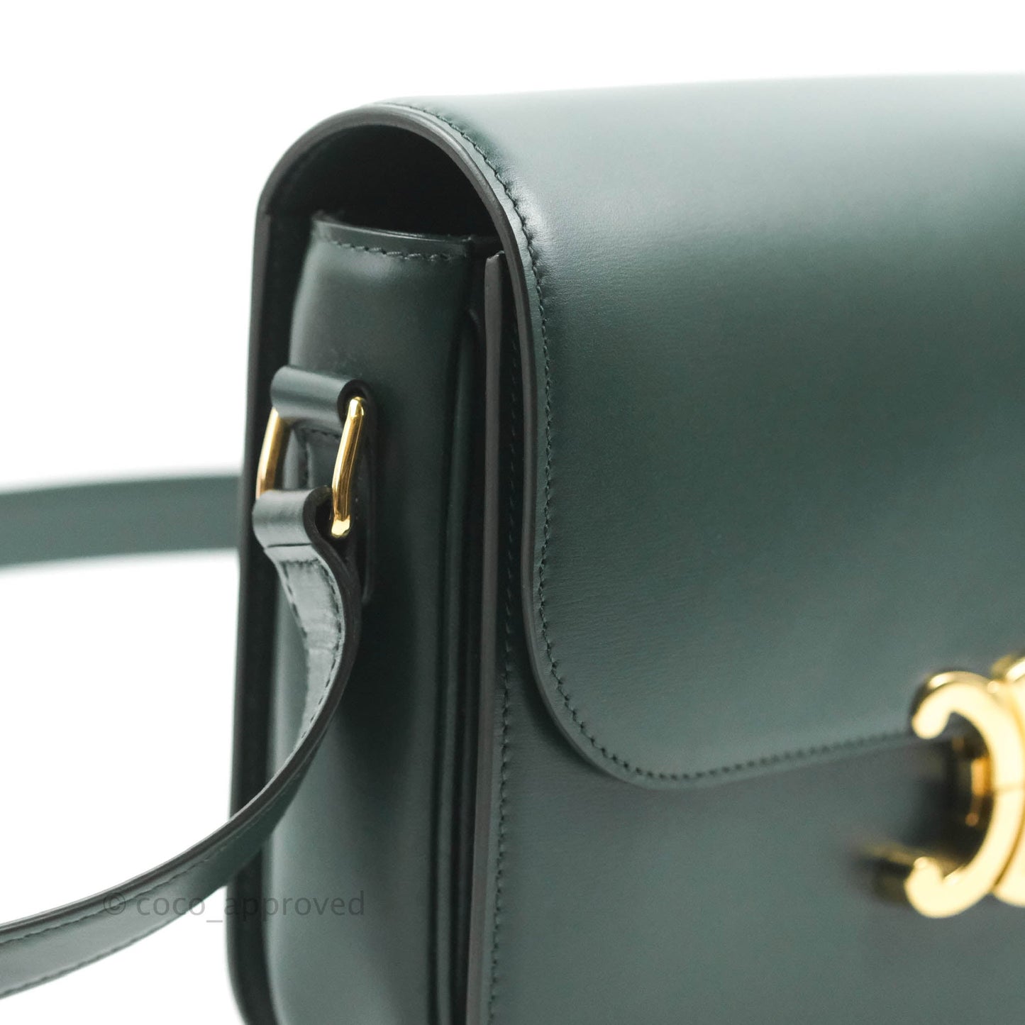 Celine Medium Triomphe Shiny Calfskin Amazone Green