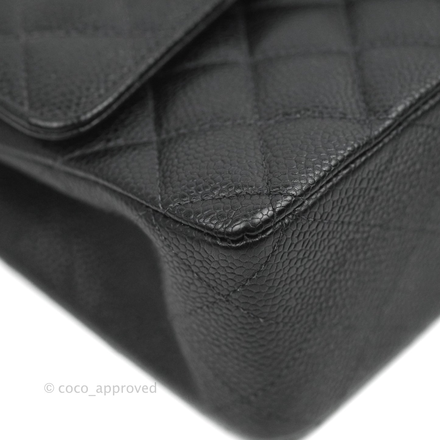 Chanel Classic M/L Medium Flap Quilted Black Caviar 24K Gold Hardware