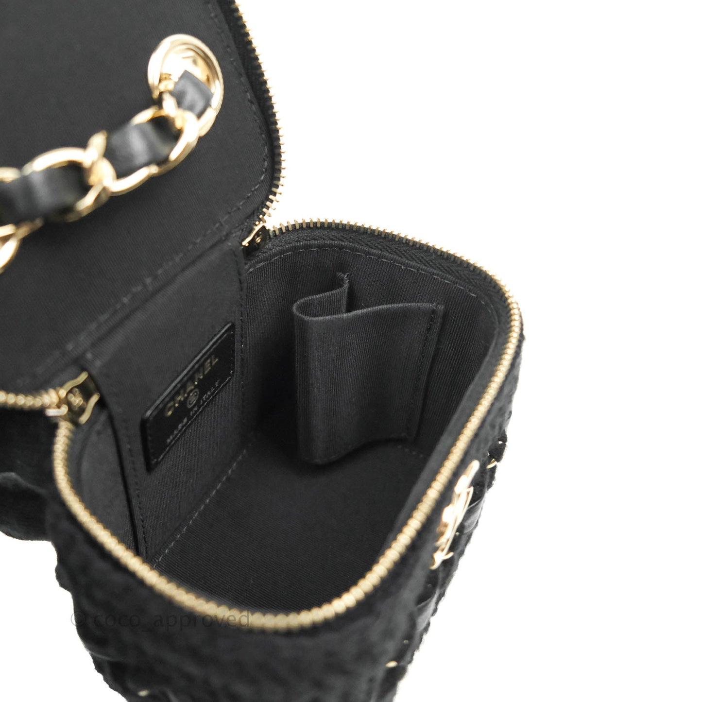 Chanel Mini Vanity With Chain Black Lambskin Crochet Gold Hardware