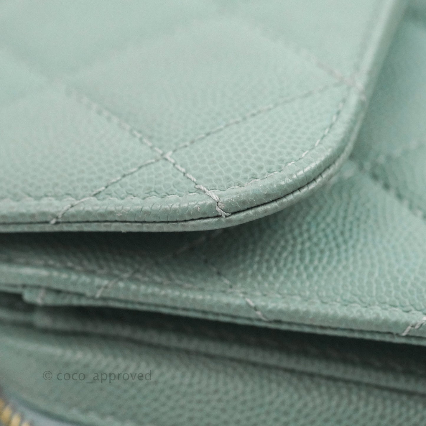 Chanel Quilted Like The Wallet Flap Blue-Greyish Caviar Gold Hardware