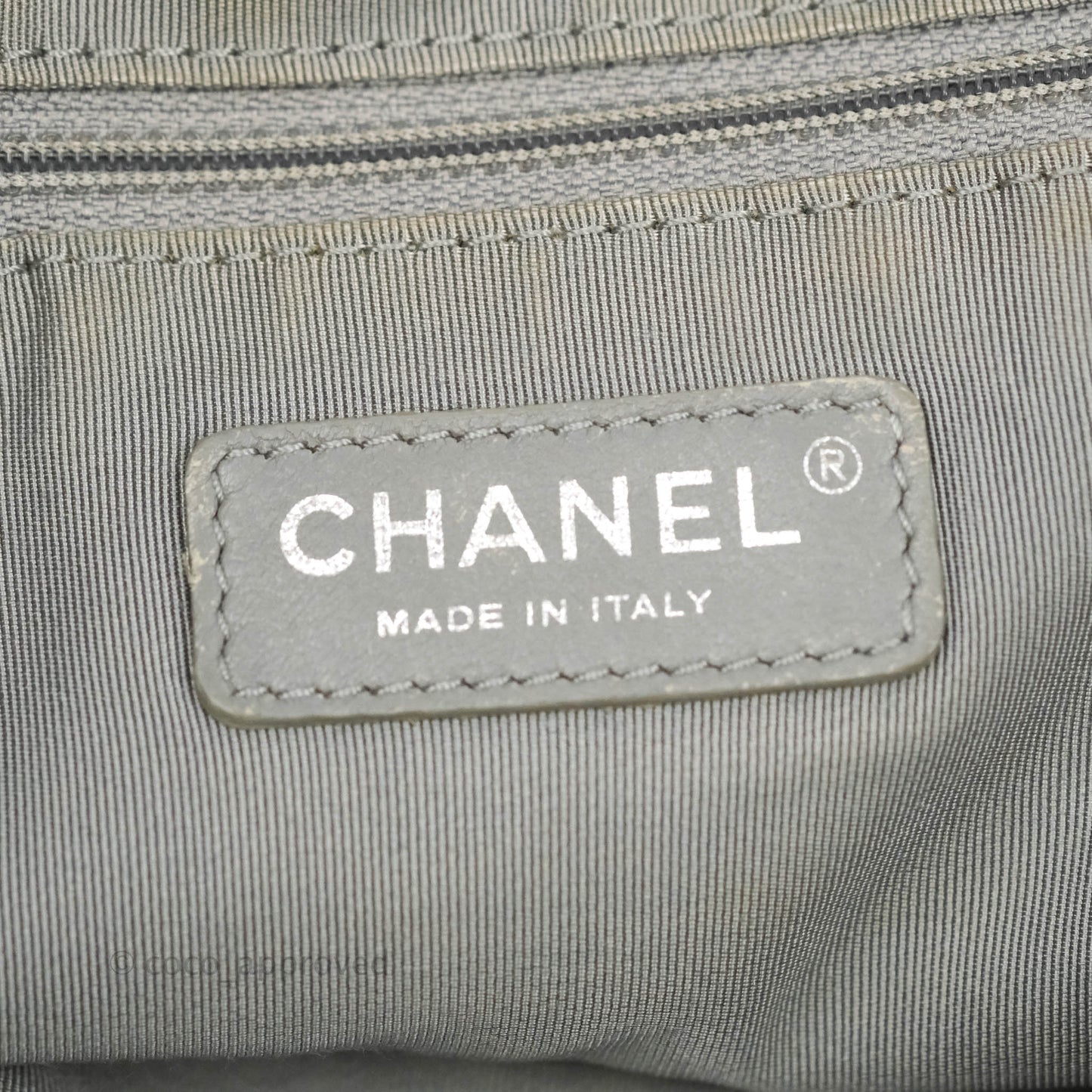Chanel Quilted Trim Tweed Tote Black Fabric Silver Hardware