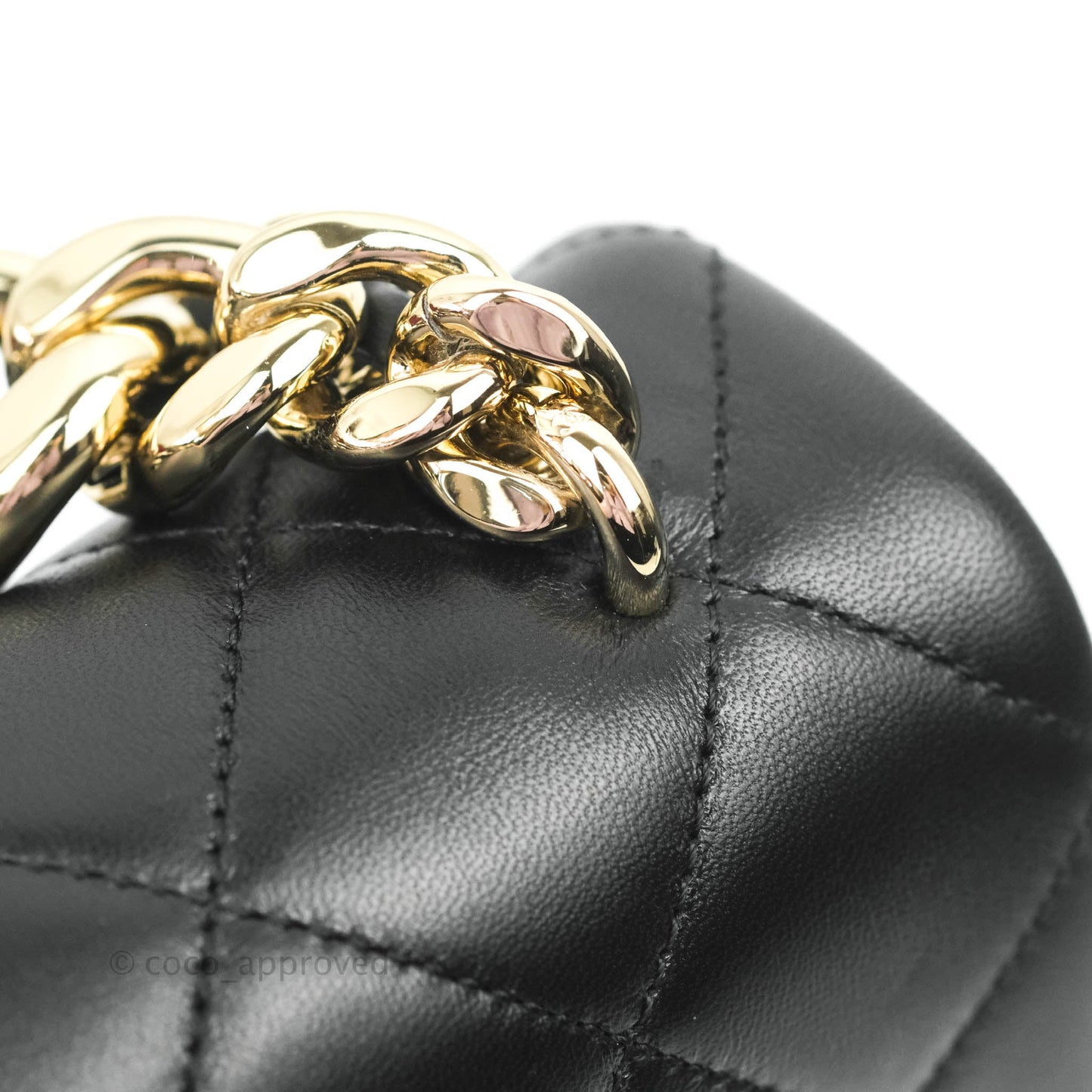 Chanel Quilted Large Resin Bi-Color Chain Flap Bag Black Lambskin