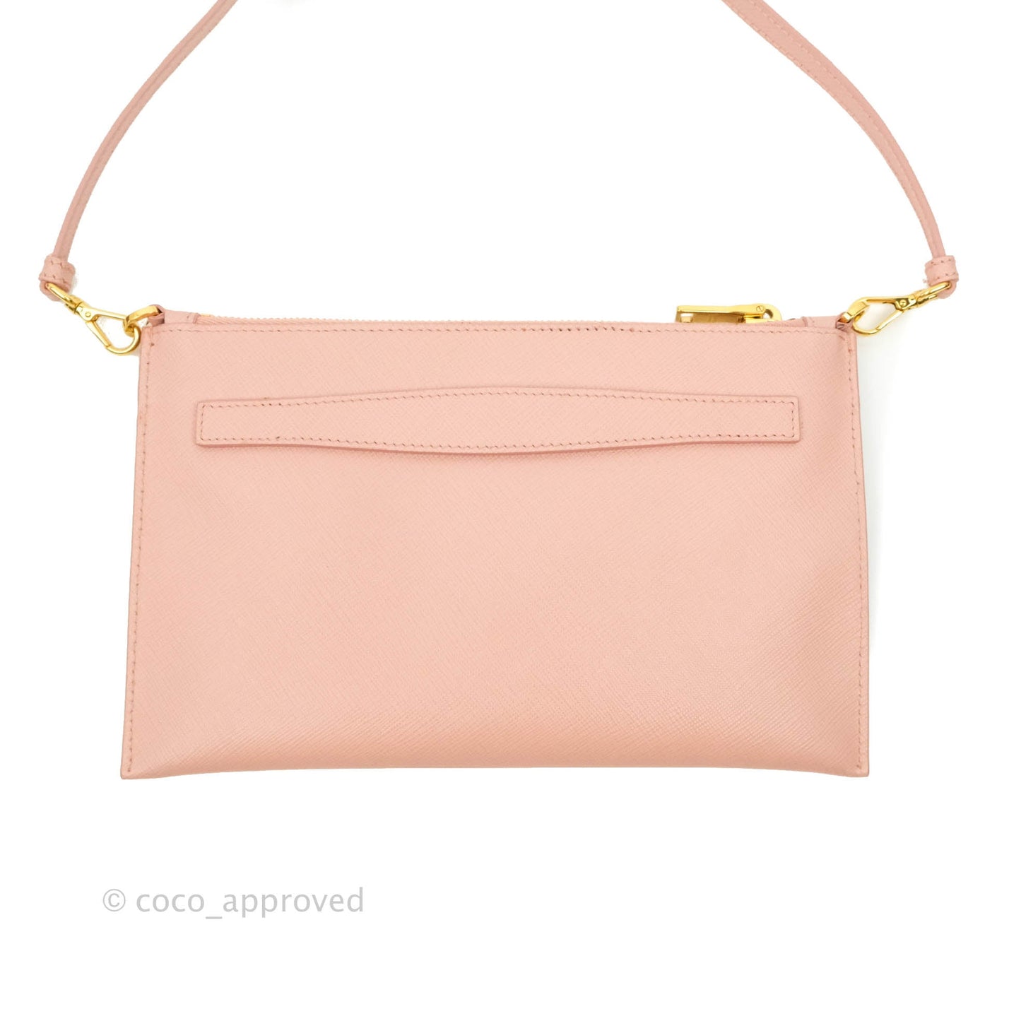Prada Logo Clutch Bag Pink Gold Hardware