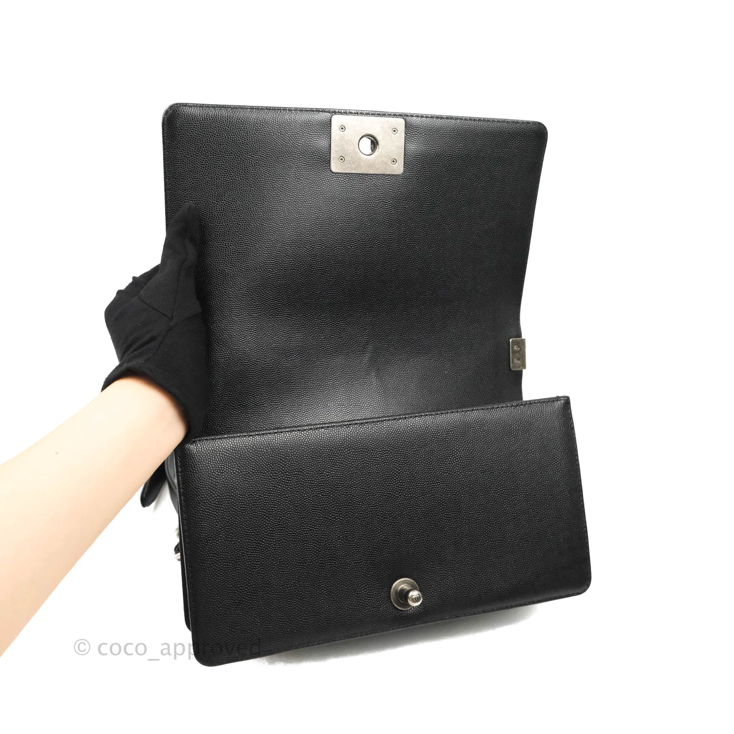 Chanel Quilted Medium Boy Black Caviar Ruthenium Hardware