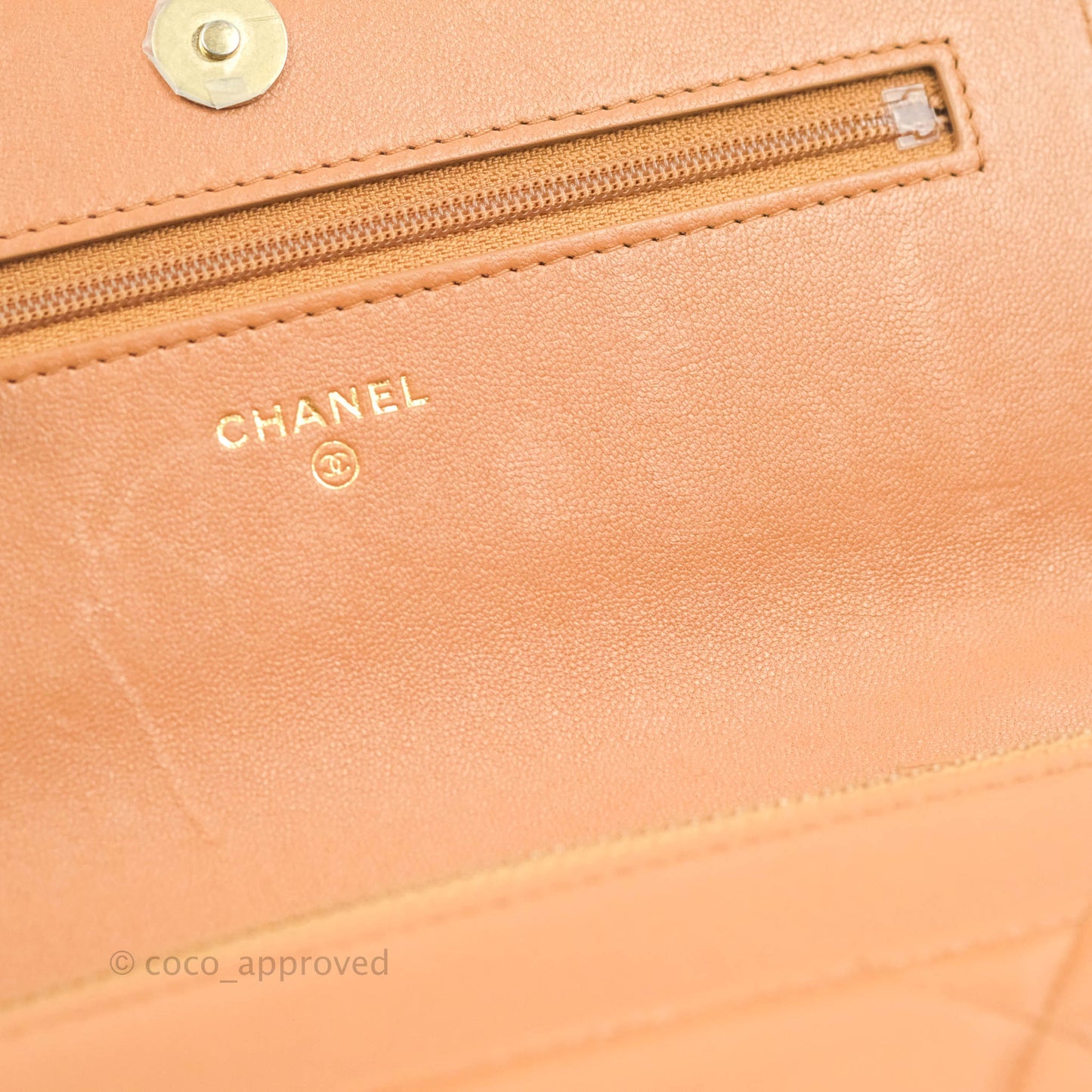 Chanel 19 Wallet on Chain WOC Dark Beige Caramel Lambskin Mixed Hardware