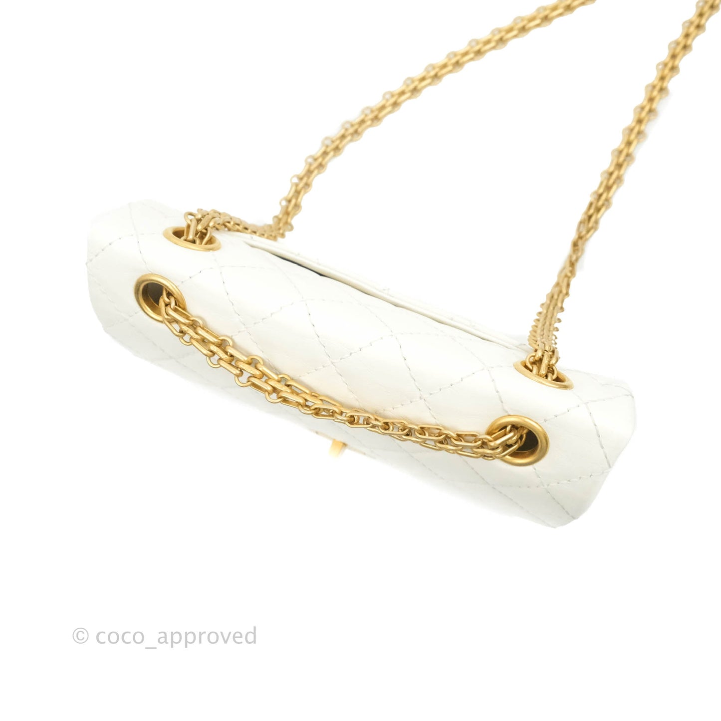 Chanel Mini Reissue 224 White Aged Calfskin Aged Gold Hardware