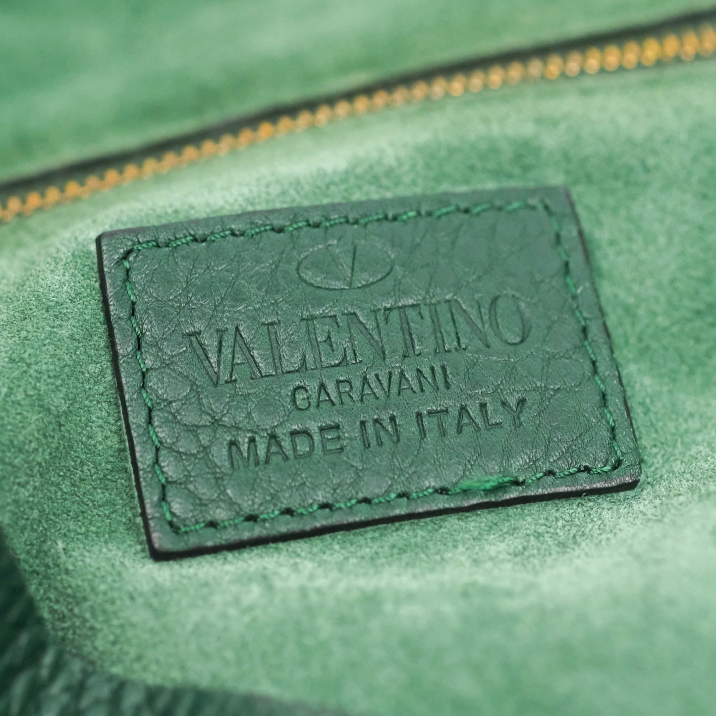 Valentino Large Gryphon Stud Tote Green Grained leather