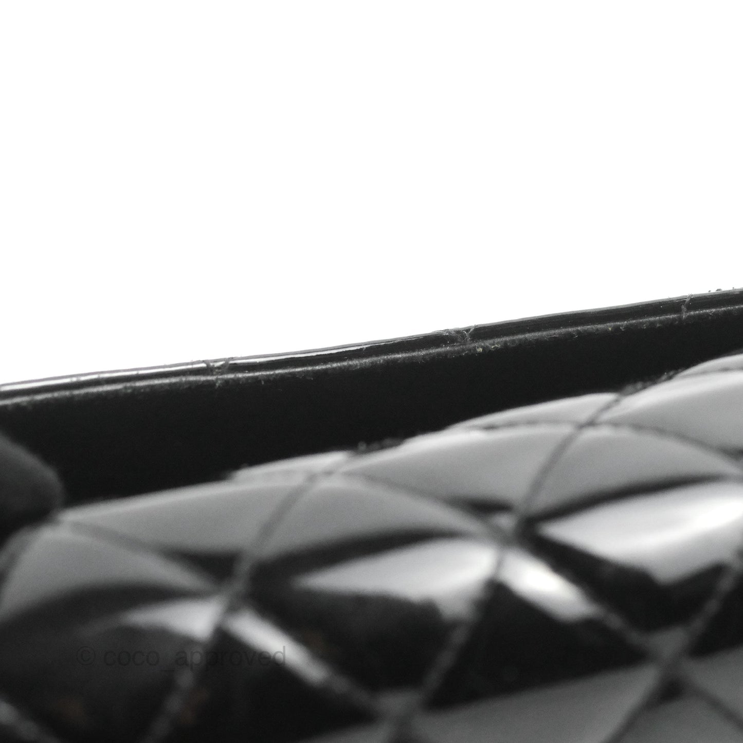 Chanel Classic M/L Medium Flap Quilted Black Patent Silver Hardware