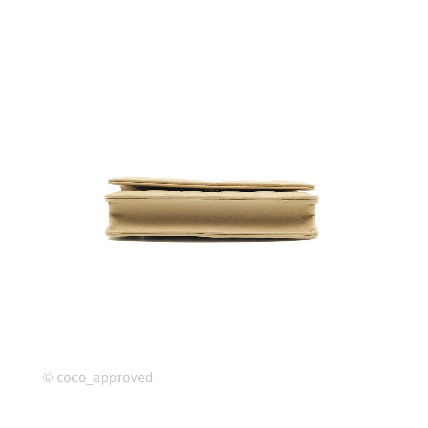 Chanel Quilted Wallet on Chain WOC Beige Caviar Gold Hardware