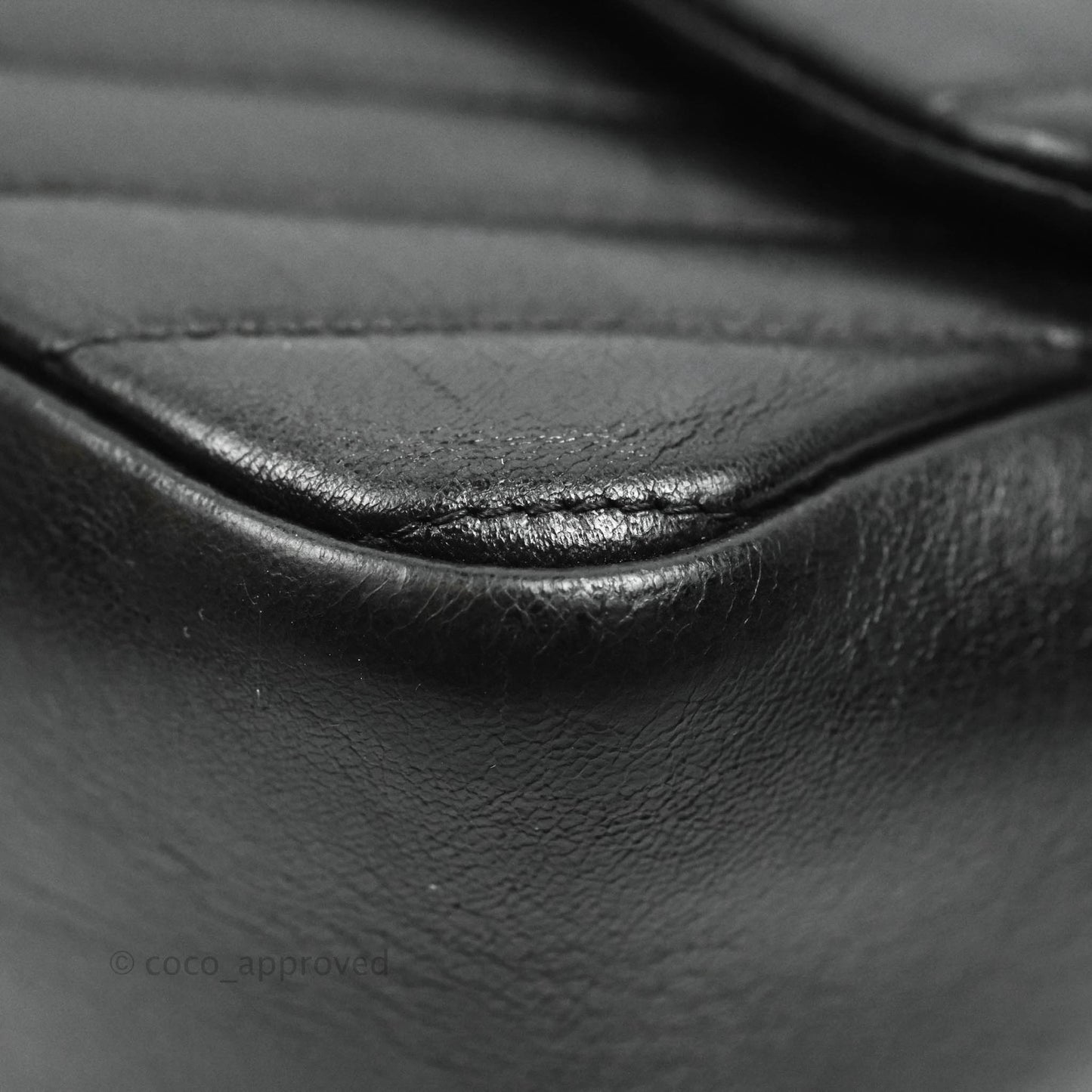 Chanel Large Chevron Single Flap Bag Black Calfskin Gold Hardware