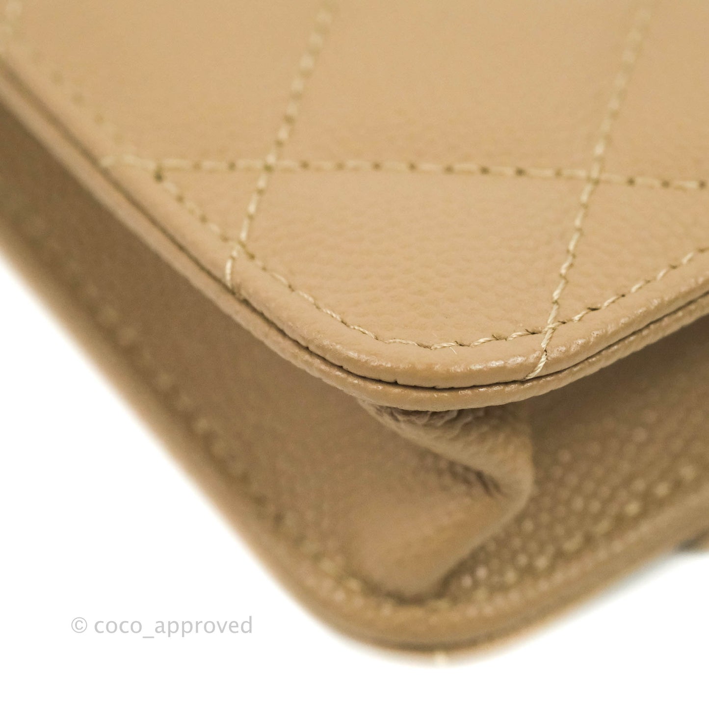 Chanel Mini Wallet With Chain Dark Beige Caviar Gold Hardware