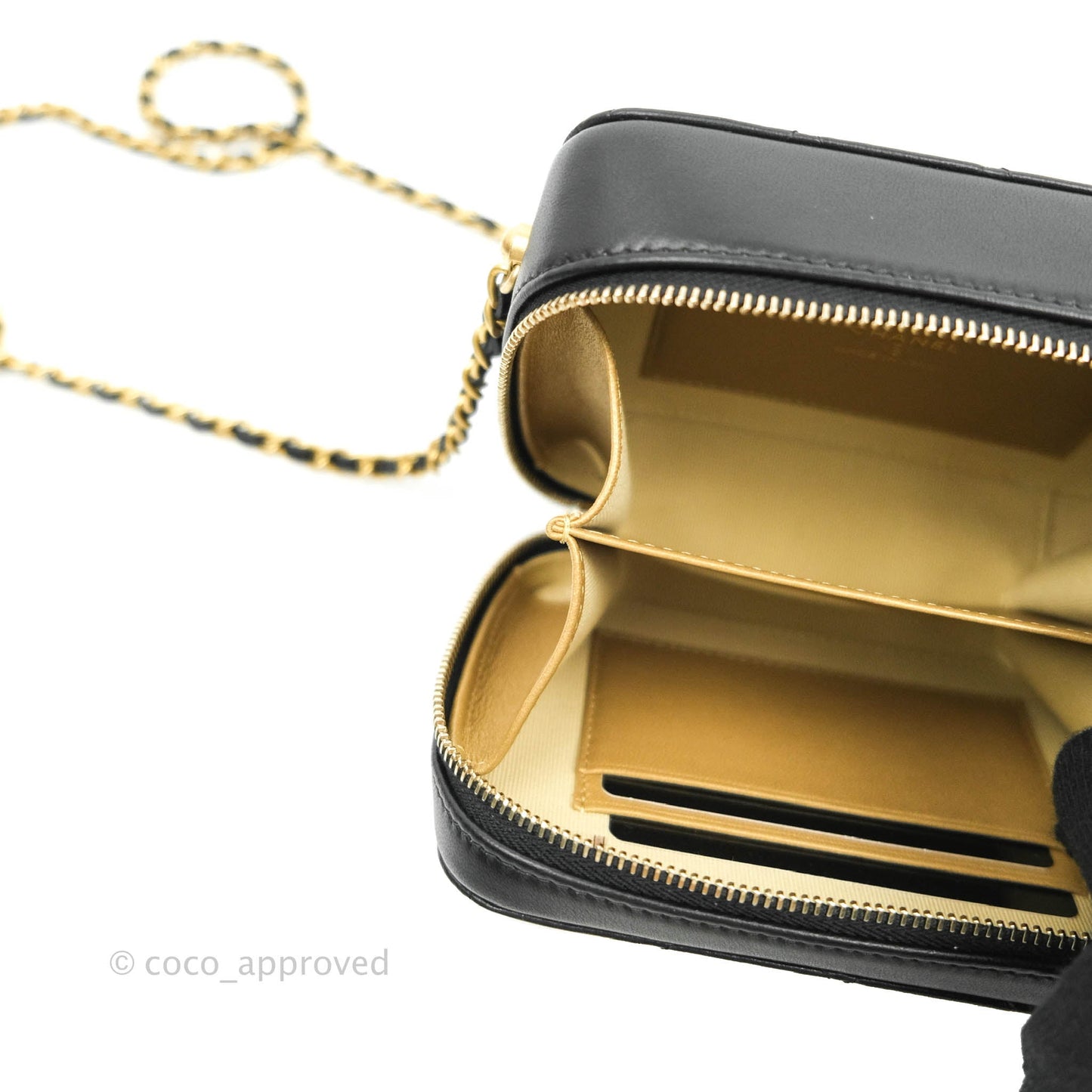 Chanel Mini Pearl Crush Quilted Camera Case Black Lambskin Aged Gold Hardware