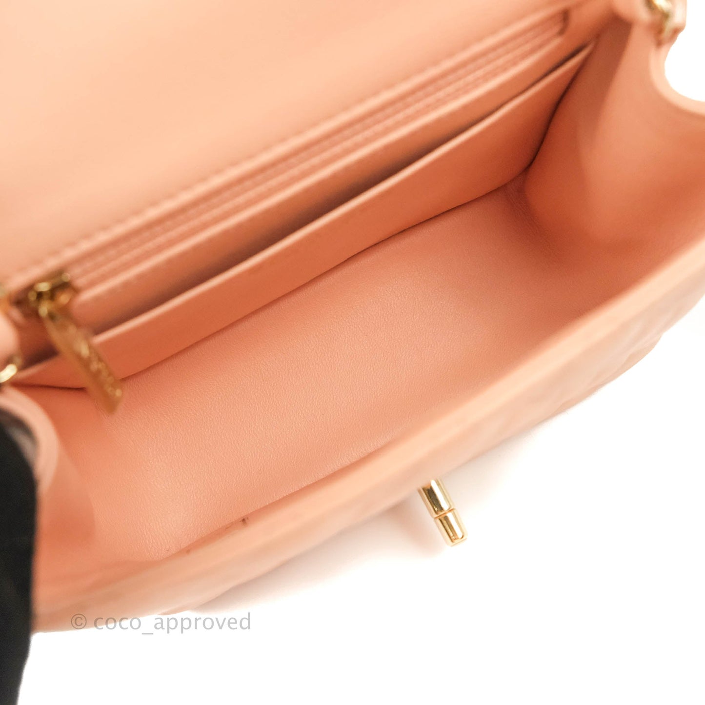 Chanel Quilted Mini Square Lambskin Light Beige Pink Gold Hardware