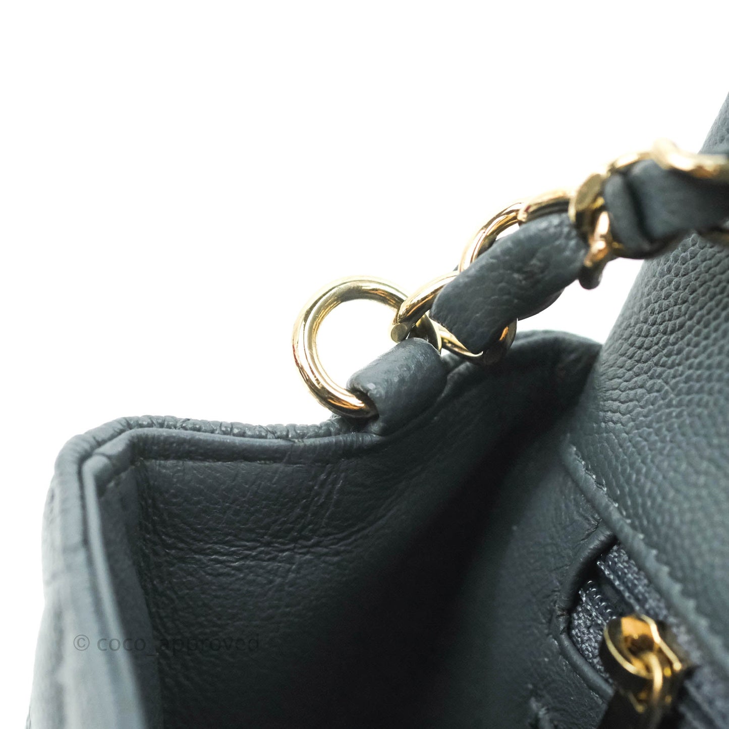 Chanel Quilted Mini Rectangular Flap Grey Caviar Gold Hardware 18B